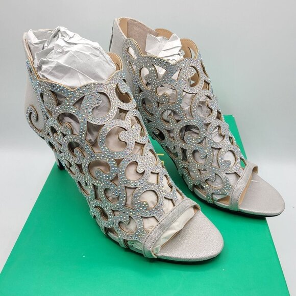 J. Renee Mcwayfalls Silver Dress Sandal High Heel Size 8.5 Shoes - Picture 4 of 10